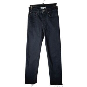 RE/DONE Jeans‎ Wome 24 Black Washed Noir Comfort Stretch High Rise Stove Pipe